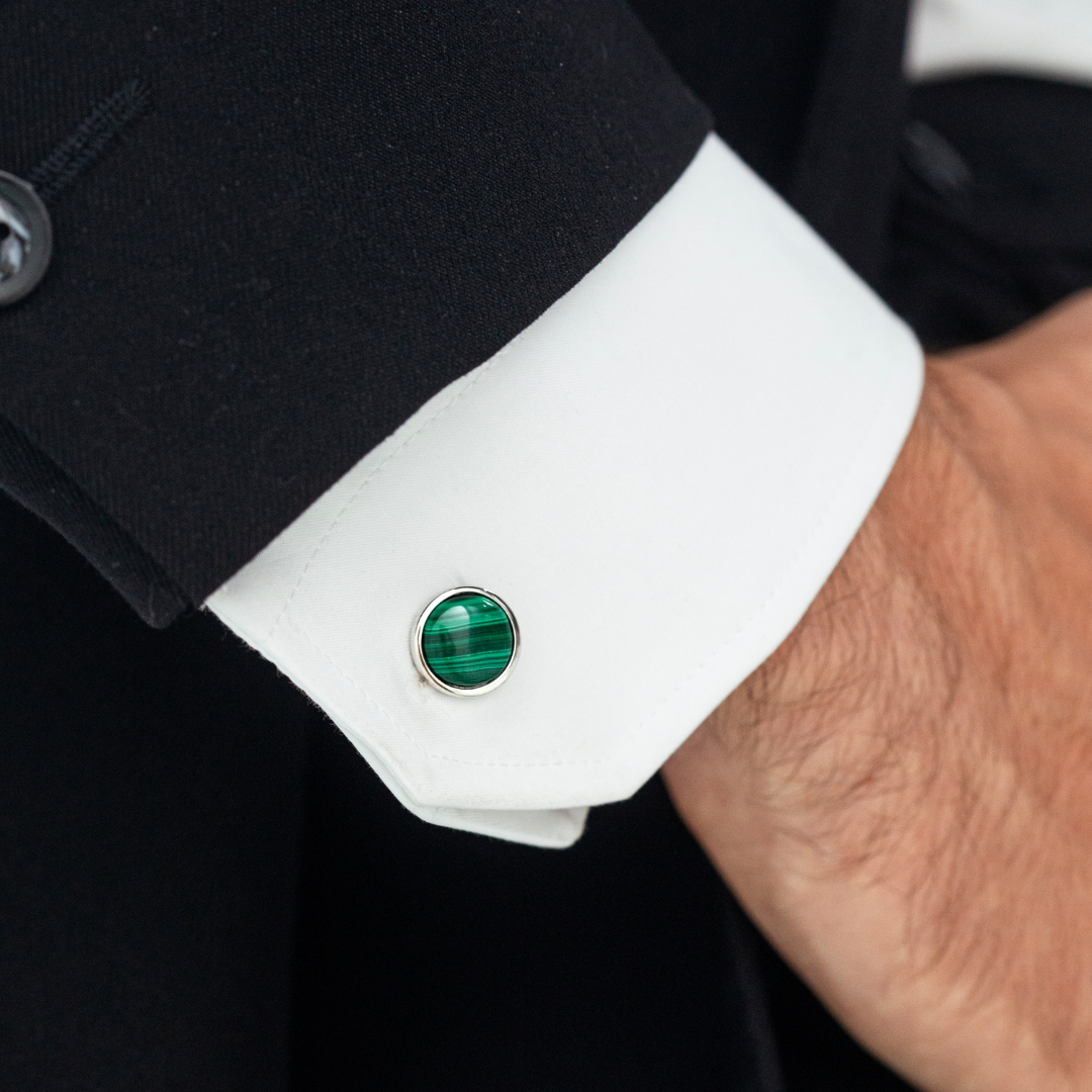 ALEXANDER LYNGGAARD Cufflinks Round Malachite Cufflinks