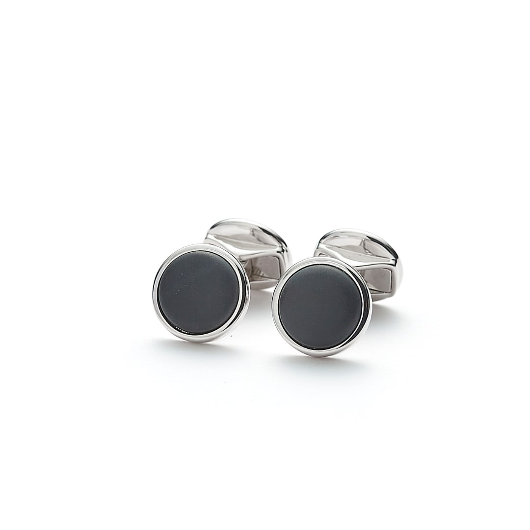 ALEXANDER LYNGGAARD Cufflinks Round Onyx Matte Cufflinks