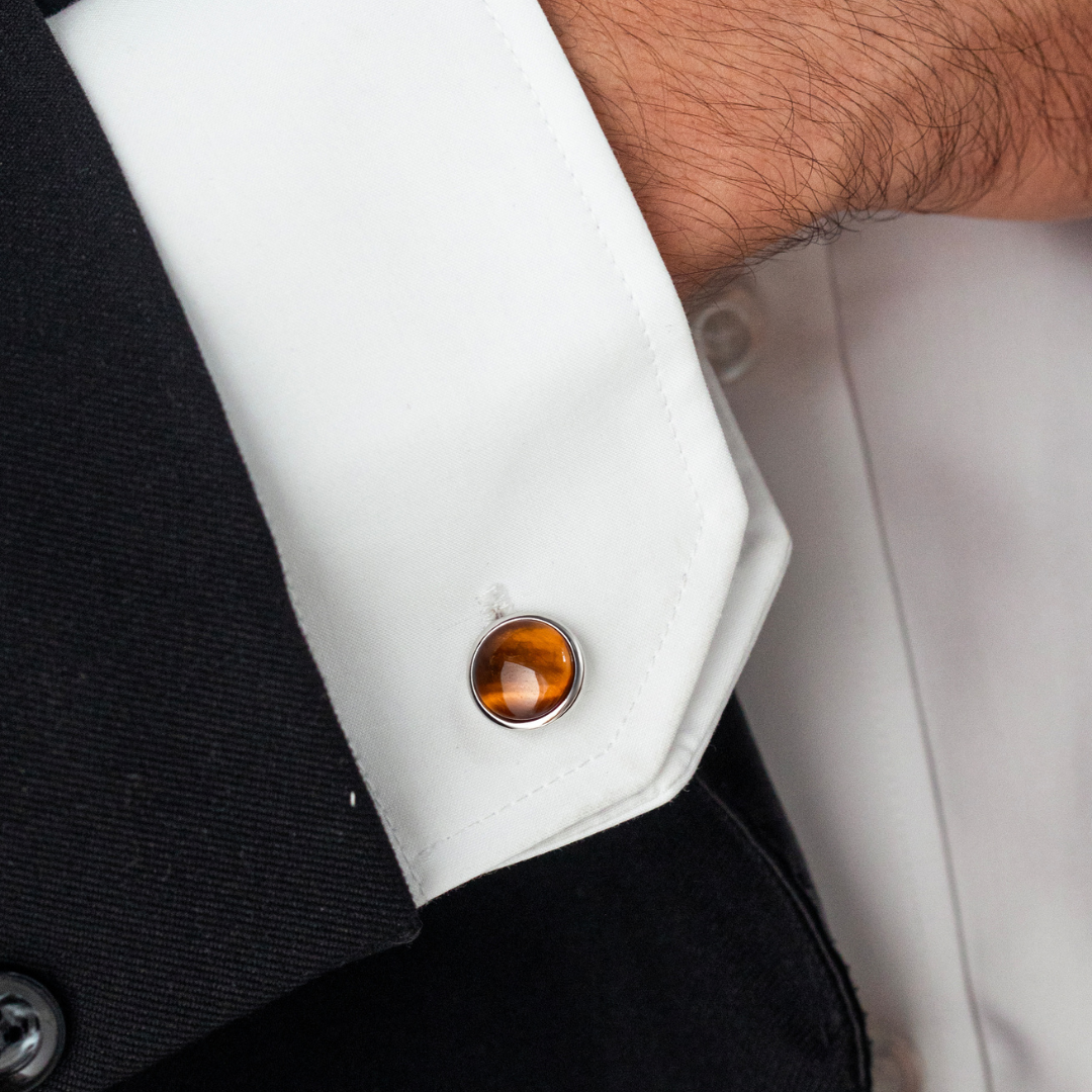 ALEXANDER LYNGGAARD Cufflinks Round Tiger Eye Cufflinks