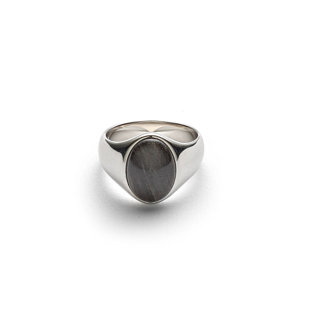 ALEXANDER LYNGGAARD Oval Signet Ring Silver Obsidian Rings