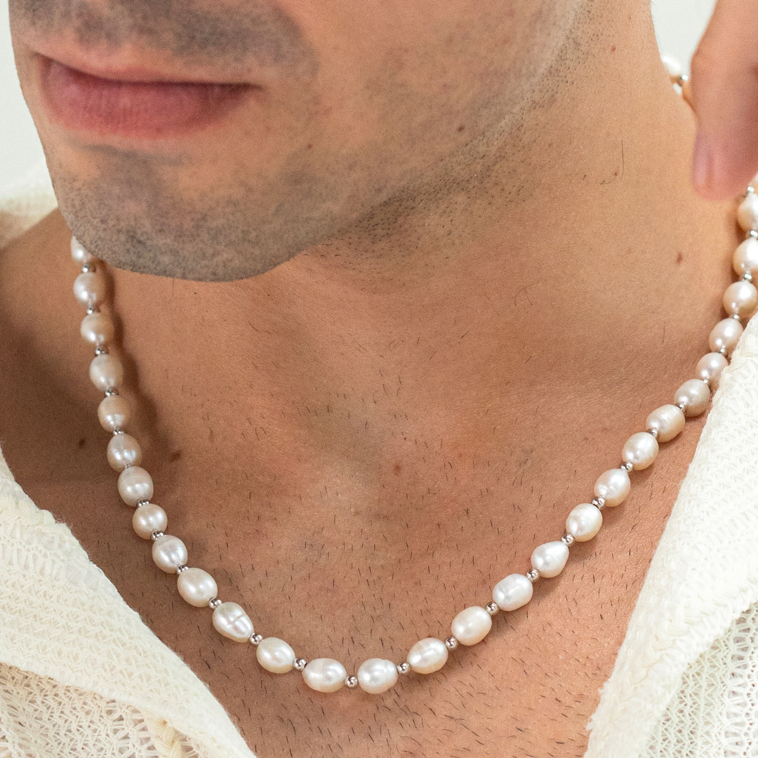 ALEXANDER LYNGGAARD Pearl & Silver Bead Necklace 8mm Necklaces