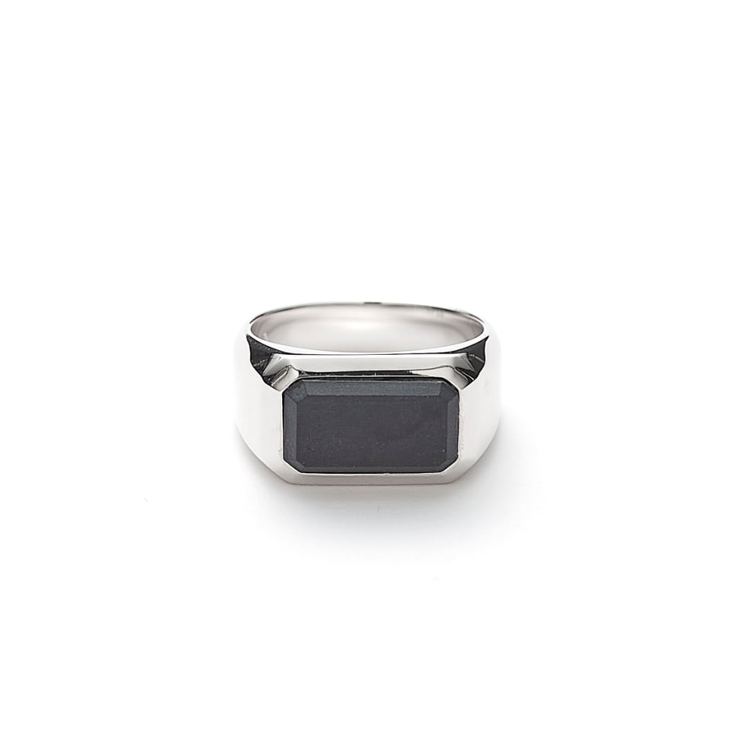 ALEXANDER LYNGGAARD Rectangle Signet Ring Onyx Matte Rings