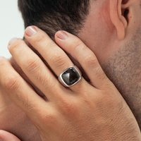 ALEXANDER LYNGGAARD Signet Ring Silver Obsidian Rings