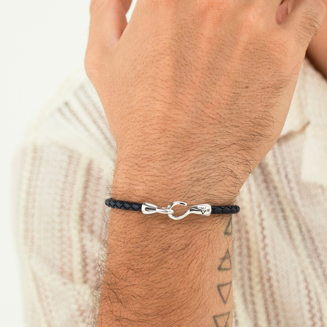 ALEXANDER LYNGGAARD Single Bolo Leather Blue Bracelets