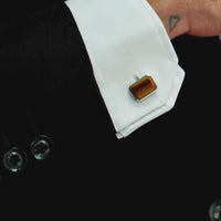 ALEXANDER LYNGGAARD Cufflinks Rectangle Tiger Eye Cufflinks
