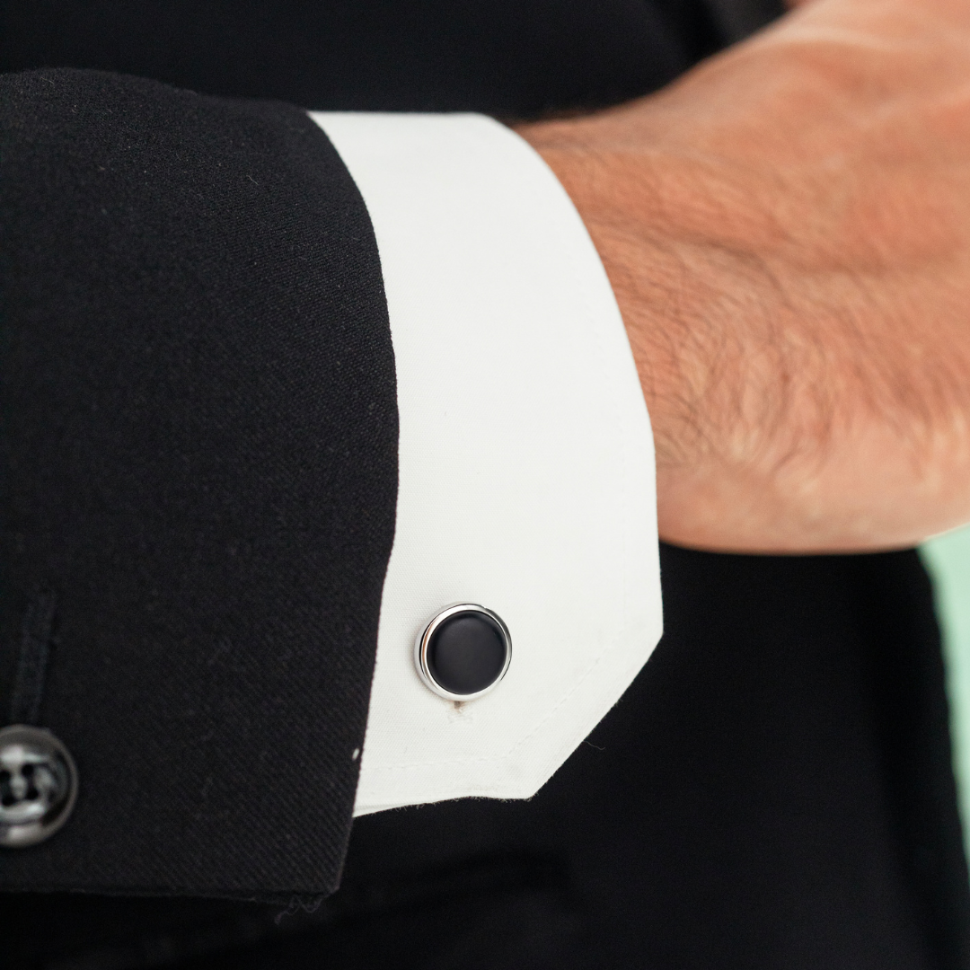 ALEXANDER LYNGGAARD Cufflinks Round Onyx Matte Cufflinks