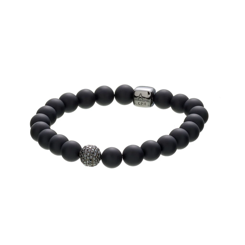 ALEXANDER LYNGGAARD Onyx Matte & Black Diamond Bead 8mm Bracelets Black