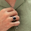 ALEXANDER LYNGGAARD Oval Signet Ring Onyx Matte Rings