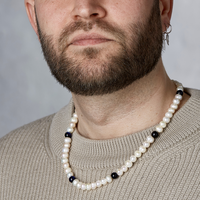 ALEXANDER LYNGGAARD Pearl Necklace with Blue Tiger Eye 8mm Necklaces