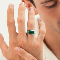 ALEXANDER LYNGGAARD Rectangle Signet Ring Malachite Rings