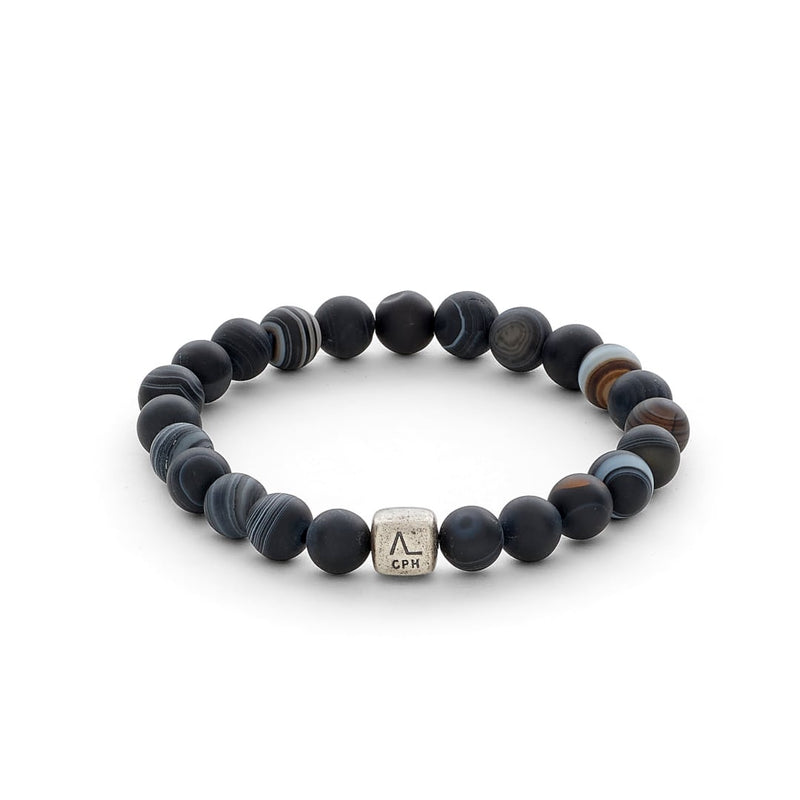 ALEXANDER LYNGGAARD Striped Agate 8mm Bracelets Black