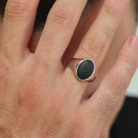 ALEXANDER LYNGGAARD Oval Signet Ring Onyx Matte Rings