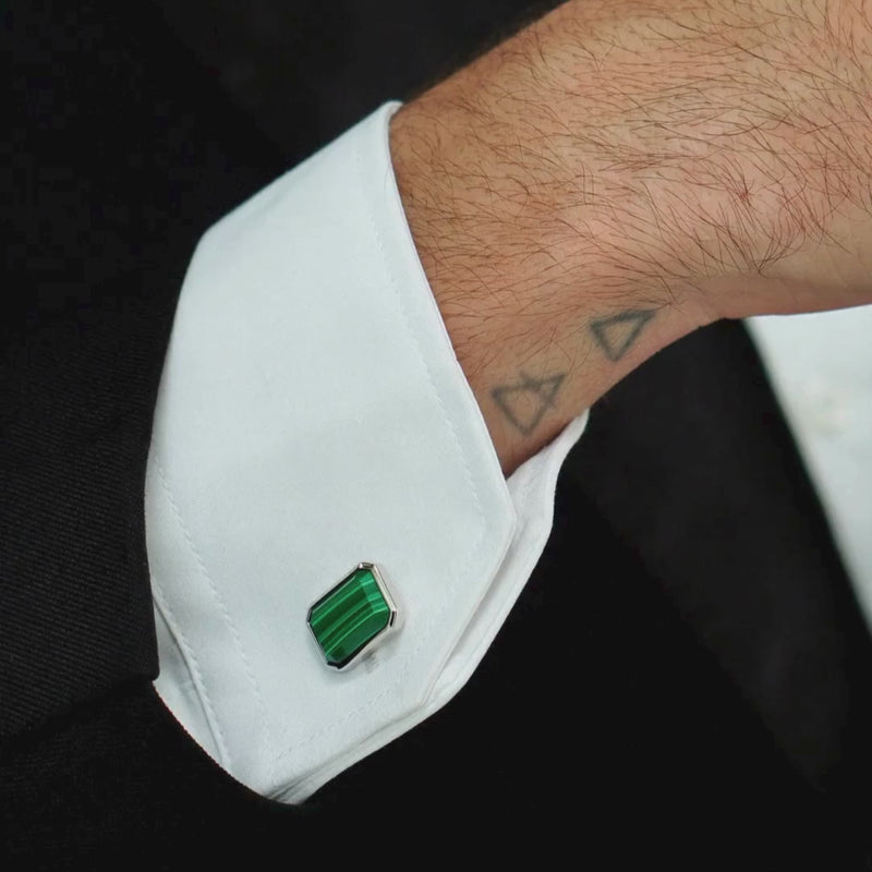 ALEXANDER LYNGGAARD Cufflinks Rectangle Malachite Cufflinks