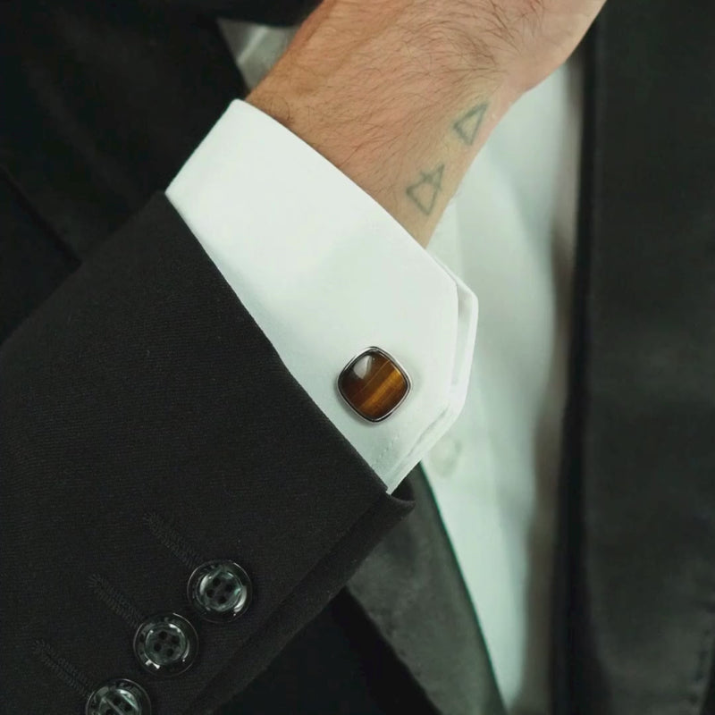 ALEXANDER LYNGGAARD Cufflinks Square Tiger Eye Cufflinks