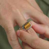ALEXANDER LYNGGAARD Rectangle Signet Ring Tiger Eye Rings