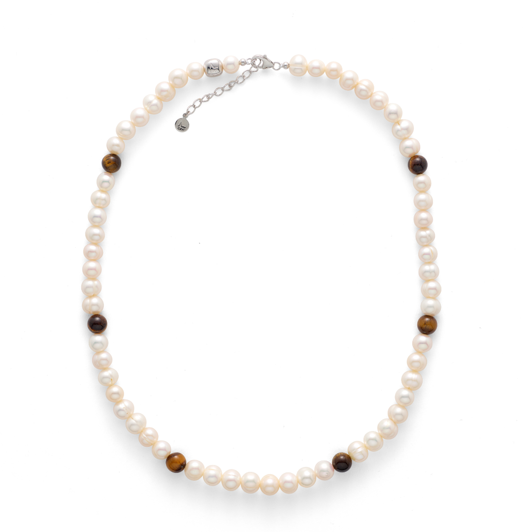Pearl & Tiger Eye Necklace